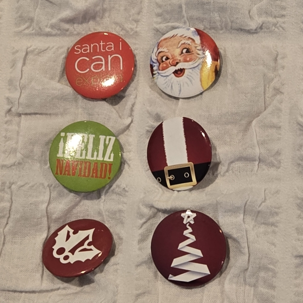 Batch of 6 Christmas Pins – Festive 1" Holiday Button Set (Great for Kids!)